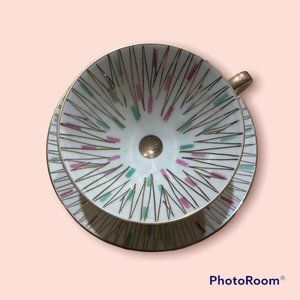 Beautiful 1960s Schumann Arzberg Bavaria porcelain , atomic gold w/pink & grey